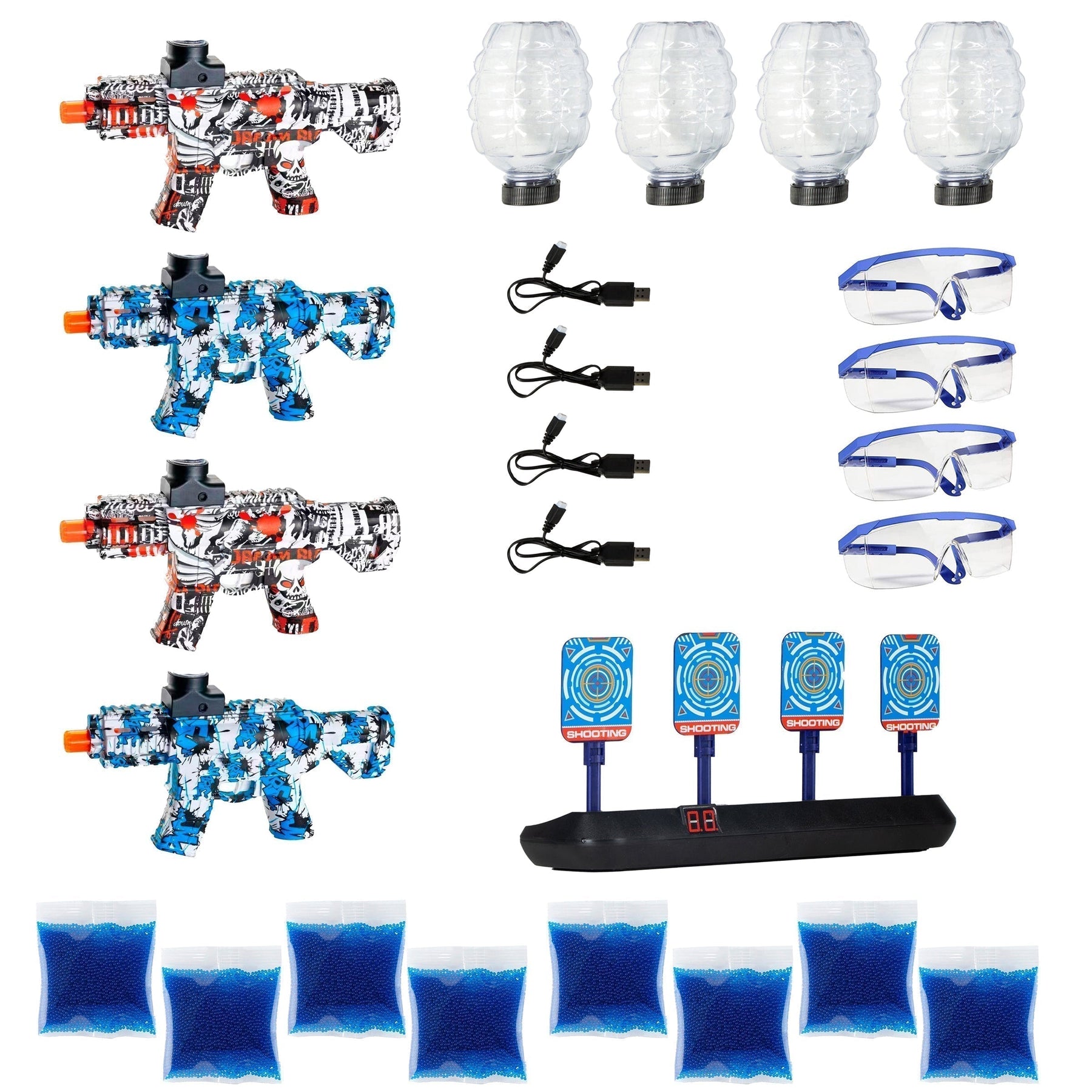 Kit 4 Lançadores OrbiGel M4 + Alvo Eletrônico